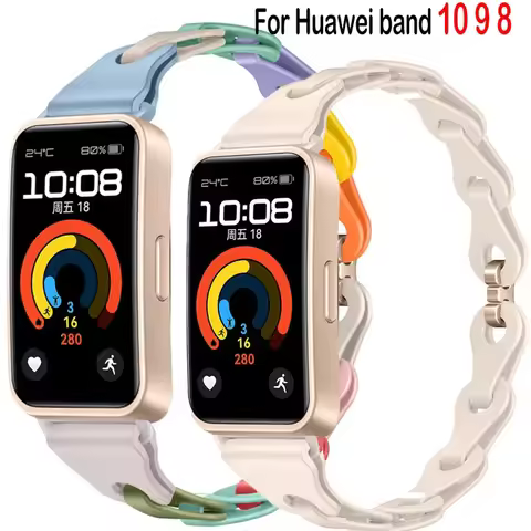 Chain Silicone Band for Huawei Band 10 9 8 Rubber Watchband for Huawei Band 8 Colorful Girls Women S