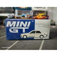 Diecast Mini GT Mercedes benz 190e 2.3-16 11 1984 Nurburging Race Champiom Ayrton Senna no. 1076 Sea