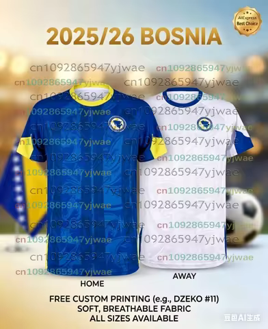 2025_2026 Bosnia And Herzegovina Soccer Jersey DZEKO 11 Football T-Shirt Men Training Shirt Home Awa