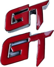 2X Chrome Metal GT Logo Car Emblem Premium 3D Badge Auto Racing Sport Sticker Grand Tourer Decal(Sil