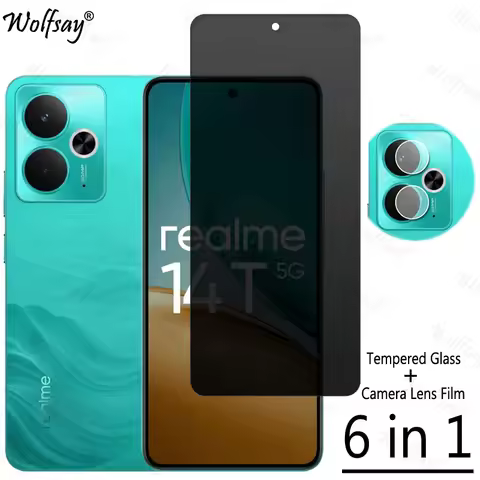 Privacy Screen Protector For Realme 14T Anti-Spy Tempered Glass For Realme 14T 14 T Camera Glass For