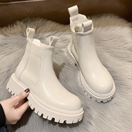 Boots short chelsea boots white autumn women's black ankle boots 2022 winter new fashion thick sole fleece ankle boots