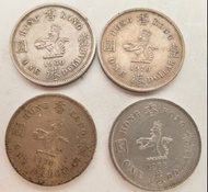 英女皇大 1元硬幣 ，1960、1970、1973、1974年🇭🇰香港 大1元硬幣4個