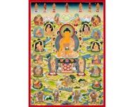 手繪十六羅漢唐卡畫