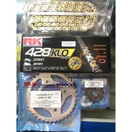 💯 ORIGINAL RK RK-M YAMAHA LAGENDA 115/ SRL115 / 115FI SPROCKET CHAIN SET RK GS O-RING CHAIN GOLD