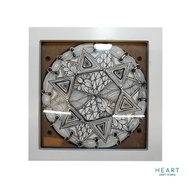 ZENTANGLE ART WHITE ZENDALA PAPER TILE WITH WHITE FRAME
