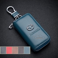 Car Key Case Cover Leather Smart Remote Key Keychain Holder Zipper Bags For Mazda Etude Magnum Capella Bongo Offroad Cosmo Biante Laputa Axela Atenza Miata Mazda 2 3 6 MX3 MX5 CX7