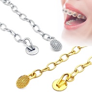 2Pcs/Bag Dental Lingual Button Chain Silver Golden Orthodontic Lingual Zipper Bondable Round Dentist