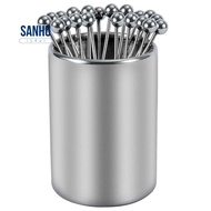 20PCS Metal Cocktail Picks with Holder Kit, Stainless Steel Cocktail Picks, Reusable Cocktail Skewer
