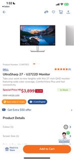 Dell Ultra Sharp 27 inch 2K Monitor