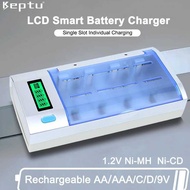 LCD Smart Quick Battery Charger for 1.2v C D AA AAA 9V NiMH NiCD Rechargeable Batteries with Refresh
