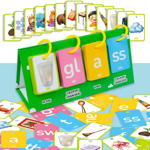 81 Pack Illustrated English Word Cards for Early Education - ABC Alphabet Learning Flashcards, Homes