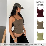 Baddie Style Western Brown 2-Layer Tank Top by noco.label, Sexy European and American Style Basic Ca