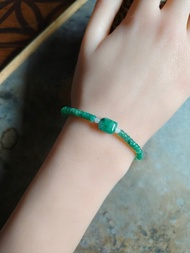 天然緬甸翡翠飄花隨形珠 冰綠算盤珠  手串手鍊