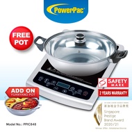 PowerPac Steamboat Induction Cooker with Stainless Steel Pot &amp; Overheat Protection (PPIC848)
