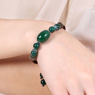 Natural Green Agate Retro Bracelet Student Green Treasure Agate Stone Bracelet Ancient Style Style H