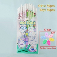 100 Pcs/Set Erasable Gel Pens Kawaii Pen Erasable Refills 0.5mm Goy Girl Student Office Writing Scho