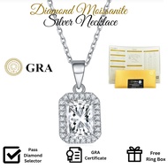 Ladys Necklace Diamond Moissanite 1ct Radiant Cut Silver Pendant Necklace