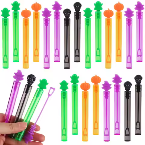 12/24Pcs Halloween Empty Bubble Soap Bottles Tube Skull Ghost Pumpkin Bubble Wands Halloween Party T