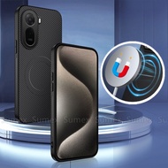 Ultra Thin Carbon Fiber Phone Case For Xiaomi POCO C81 Pro 4G Shockproof Magnetic Charge Ring Casing