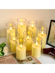 電子LED蠟燭帶玻璃杯子裝飾用品適用於生日,婚禮,作為A擺動蠟燭在伴侶杯子風格