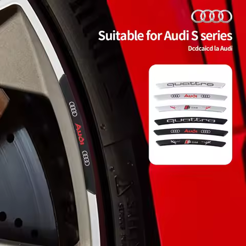 4PCS 3D Aluminum Car Emblem Wheels Rims Stickers For Audi A3 8P A4 A6 C6 B8 Sline RS B6 B5 B4 B3 A1 