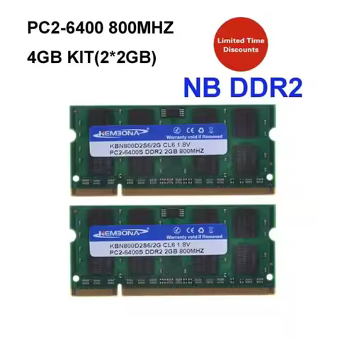 KEMBONA 4GB kit of 2x2GB PC2-6400S DDR2-800 800Mhz 200pin DDR2 4GB Laptop Memory pc2 6400 800 MHZ No
