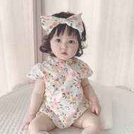 ((Ready Stock) Baby girl's Hanfu Romper Chinese style Baby Qi Robe Full Cotton Sleeveless Jumpsuit Baby girl's Hanfu Hanfu Hanfu Hanfu Hanfu Hanyi style Baby Qipao All24.3.4
