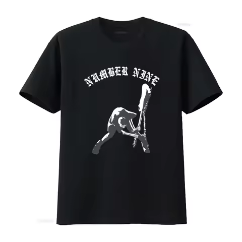 Japanese Brand NUMBER NINE JAPAN By Takahiro Miyashita T Shirt with Unique Skeleton and Chainsaw Pri