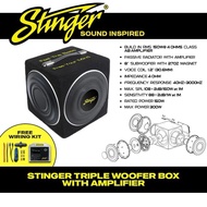 Stinger 8" Triple Mini Subwoofer Box Built In Power Amplifier