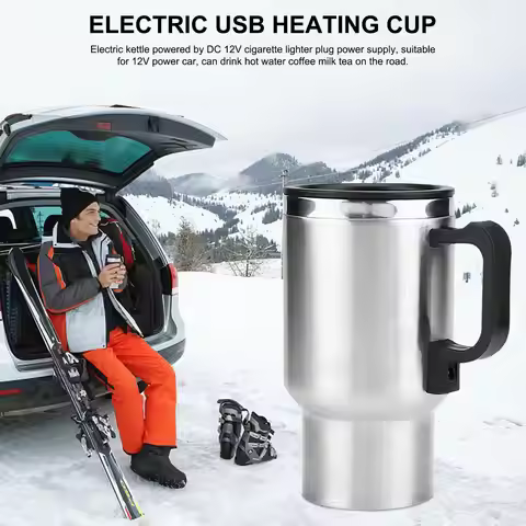 450ML 12V Car Heating Cup USB Heating Bottle Drink Kettle Bottle Mug Lighter Heated Cable Cup Travel