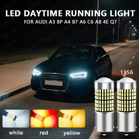 2pcs For Audi A3 8P A4 B7 A6 C6 A8 4E Q7 LED Daytime Running Light DRL Bulb Lamp Canbus P21W BA15S 1