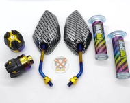 Spion jupiter karbon twotone+grip pelangin+jalu as naga twotone pelangi universal motor yamaha