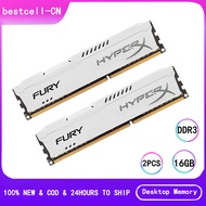 DDR3 RAM 16GB (2X8GB) 1600MHz DIMMหน่วยความจำHyperX FURYหน่วยความจำ240 Pinsหน่วยความจำคอมพิวเตอร์PC3-12800 1.5Vโมดูลหน่วยความจำภายใน-สีขาว