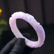 紫羅蘭灑金翡翠雕花鐲手鐲 | 17.5圍 | 天然緬甸玉翡翠A貨 | 送禮