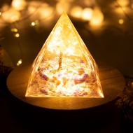 金字塔奧根塔Orgonite生命之樹/脈輪/助眠/冥想/能量黃水晶紫水晶