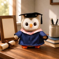 Owl Stuffed Creature in a Cap and Gown Cute Graduation Owl Stuffed Creature Mortarboard Party Favor 