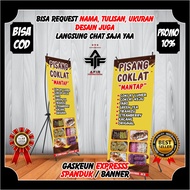 Bisa Cod / Spanduk Banner Pisang Coklat Crispy Crispi Pisang Lumer / Banner Jualan Makanan Pisang Co
