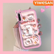 YIWESAN เคสสำหรับ OPPO A31 2020เคส A8ลายการ์ตูน3D หมีน่ารักสีสันสดใสเคสเลนส์กล้องถ่ายรูปแบบนิ่มมอนสเ