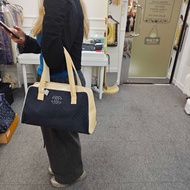 Chanel香奈兒 保齡球手提包 牛仔藍帆布拼漆皮 經典款波士頓單肩包 絕版經典款女士手提購物袋