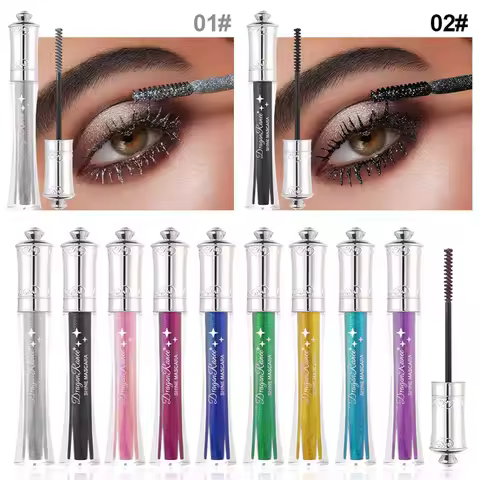 9 Color Diamond Mascara Sparkling Glitter Silver Black Mascara Shining Blue Pink Pearlescent Sequins