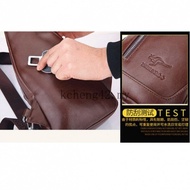 [Ready Stock] External USB Charge Men's Leather Sling Bags Chest Travel Shoulder Bag Backpack