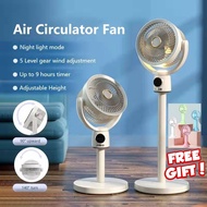 Air Circulation Standing Fan, Adjustable Height, Rechargeable Timer Remote Control Circulator Standing Fan