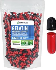 Capsules Express- Size 0 Black and Red Empty Gelatin Capsules - Kosher - Pure Gelatin Pill Capsule -