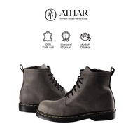 Athar Crazy Horse Leather Zipper Safety Shoes Formal Casual Airen Brown