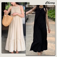 【READY STOCK】 CherryShop⭐Halter sleeveless dress women's loose long dress simple skirt