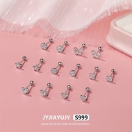 JYJIAYUJY 100% Whole Original Pure Silver S999 Screw Ball Earrings In Stock Multiple Shapes Zircon H