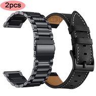 Metal watch band+Genuine Leather watch strap For Garmin Vivoactive 3 4 Music/Forerunner 645/245/158