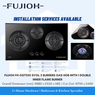 FUJIOH FH-GS7030 SVGL 3 Burners Gas Hob with 1 double Inner Flame Burner (Installation Services Available)