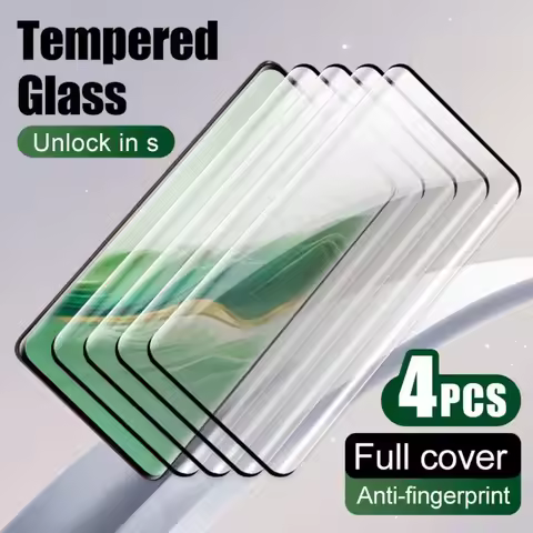 4Pcs Curved Ultrasonic Fingerprint Screen Protector for Honor 200 Pro 100 90 Tempered Glass for Hono